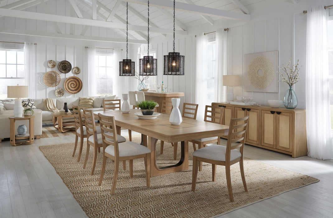 Escape - Console With Reversible Panel Doors - Glazed Natural Oak / Natural Cane
