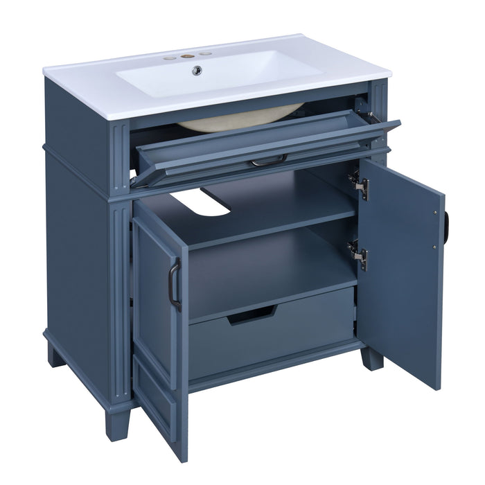 Bathroom Vanity With Sink Storage Cabinet - Blue