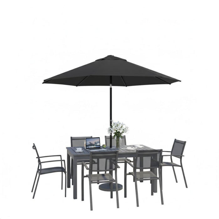 Umbrella With Crank Lift & Tilt, UV-Resistant Canopy For Patio