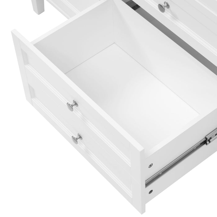Bathroom Vanity Cabinet Only, 3 Drawers & 2 Doors, Adjustable Shelf, Soft Close Hinges - White