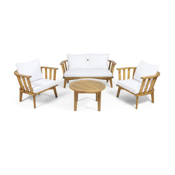 Patio Furniture Set, Outdoor Acacia Wood Patio Club Chair With Table