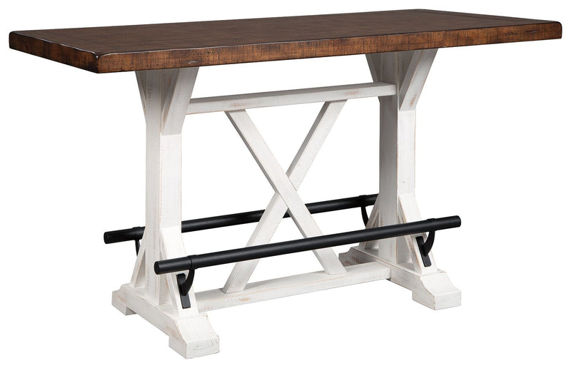 Valebeck - Rectangular Dining Room Counter Table - White / Brown