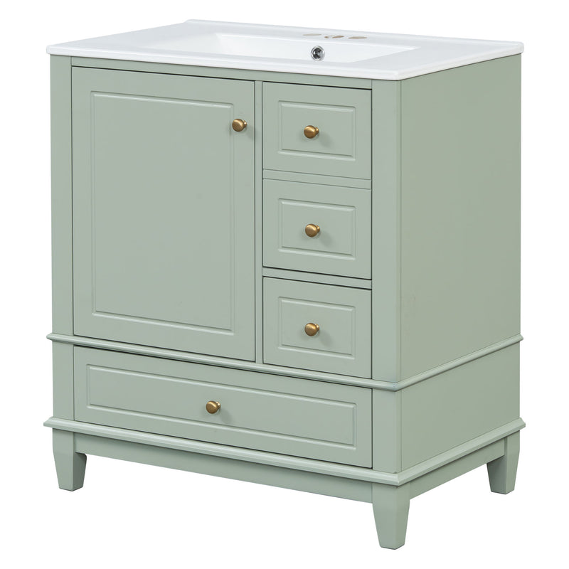 Freestanding Bathroom Vanity With Sink, Soft Close Door, 3 Drawers