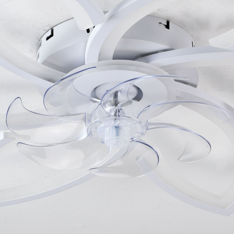 30" Flower 6 Speed Ceiling Fan With Remote Controlled LED Lights, Low Profile Flush Mount Fan