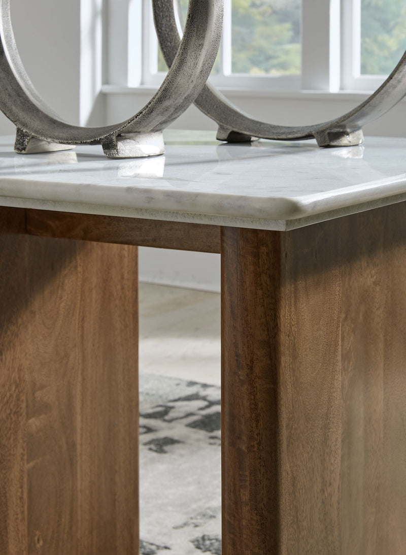Isanti - Rectangular End Table - Light Brown / White