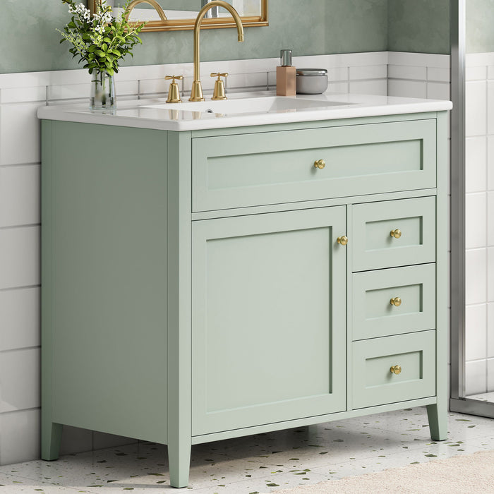Bathroom Vanity With Sink, Cabinet With 3 Drawers And Adjustable Shelf
