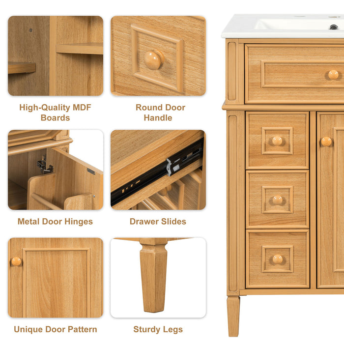 Bathroom Vanity With Flip Out Drawer, 2 Soft-Close Drawers