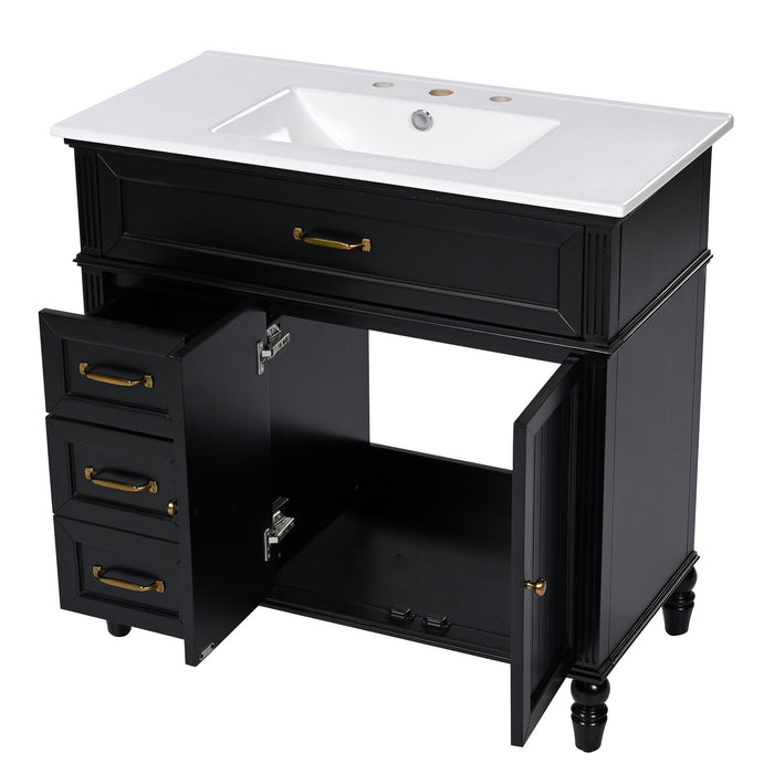 Bathroom Vanity With Sink, 2 Doors 2 Drawers, Freestanding Design