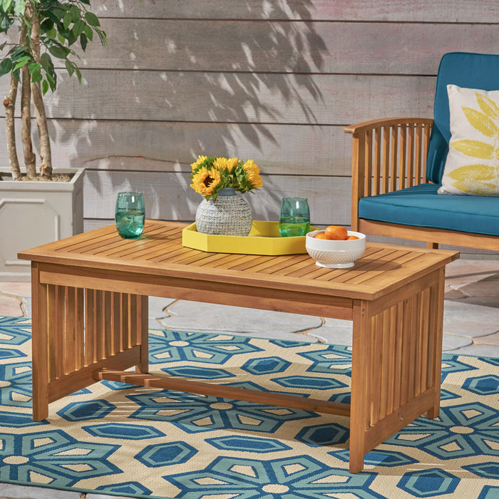 Acacia Wood Rectangular Patio Coffee Table For Outside