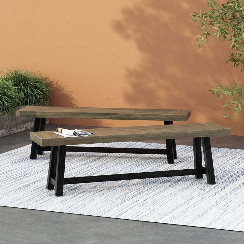 Cloud - Outdoor Bench With Acacia Wood Frame And Slat Panel Design