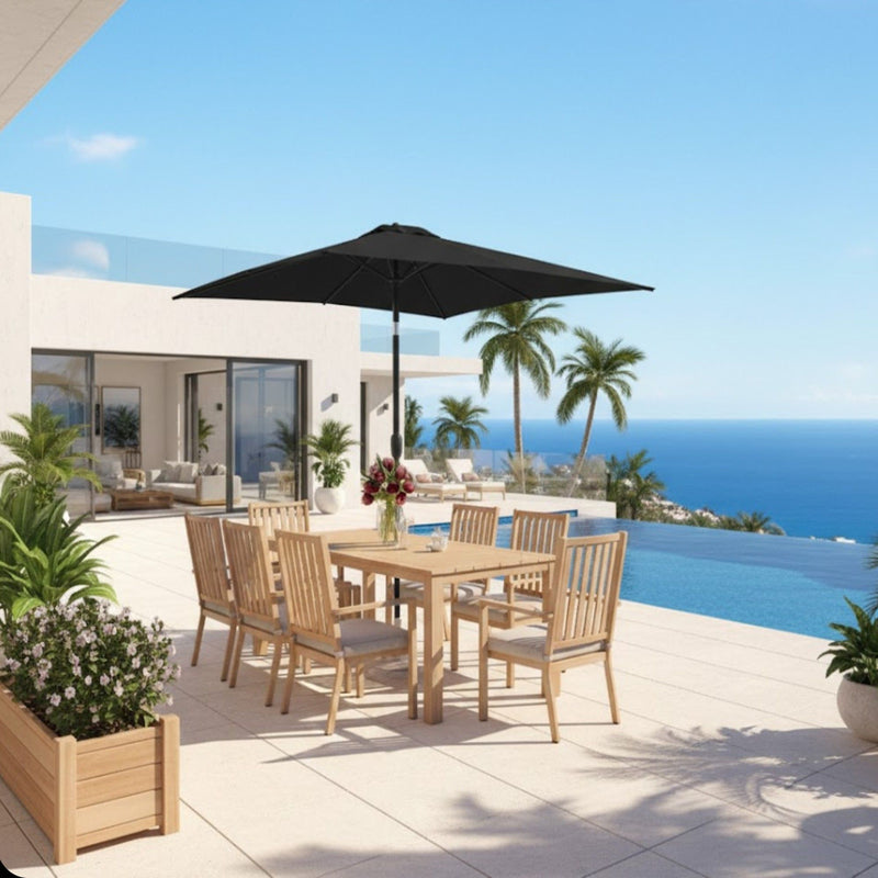 Rectangular Patio Umbrella With Crank Tilt, Polyester UV-Resistant Canopy