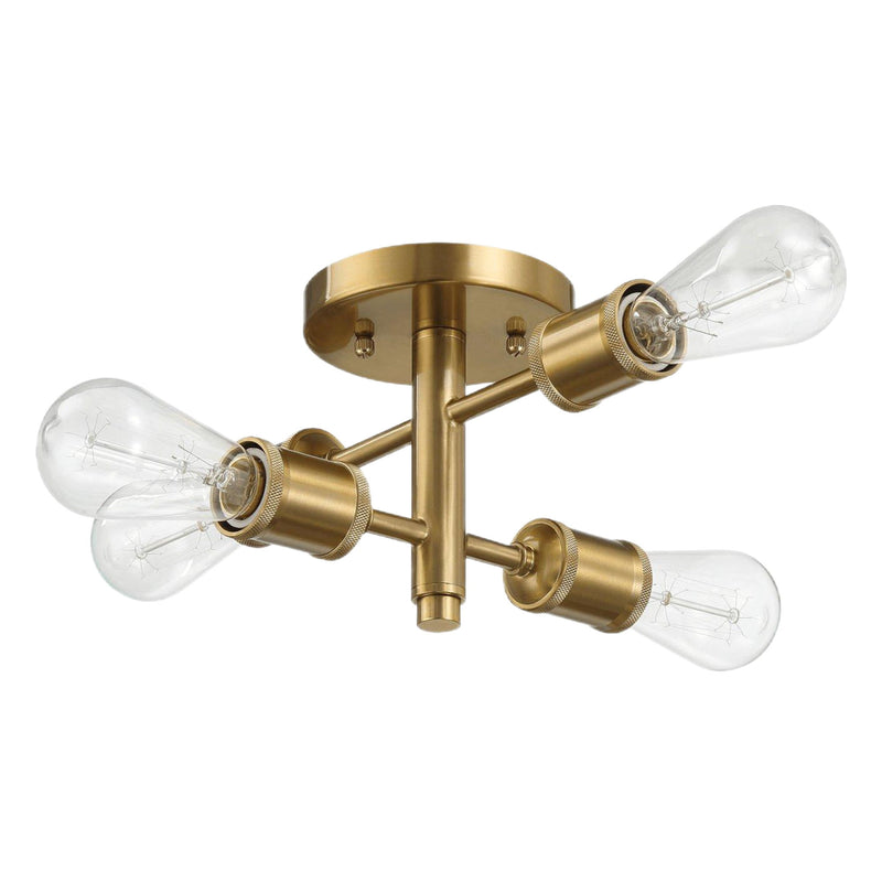 Ephemeral - 4 Lights Semi Flush Mount Ceiling Pendant - Antique Brass / Clear / Gold