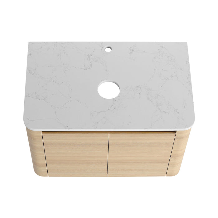 Mounted Bathroom Vanity With Art Sink, 1 Storage Shelf, Soft Close Door