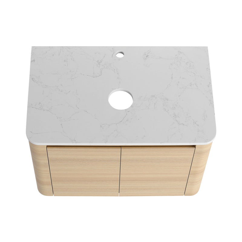 Mounted Bathroom Vanity With Art Sink, 2 Storage Shelves, Soft Close Door