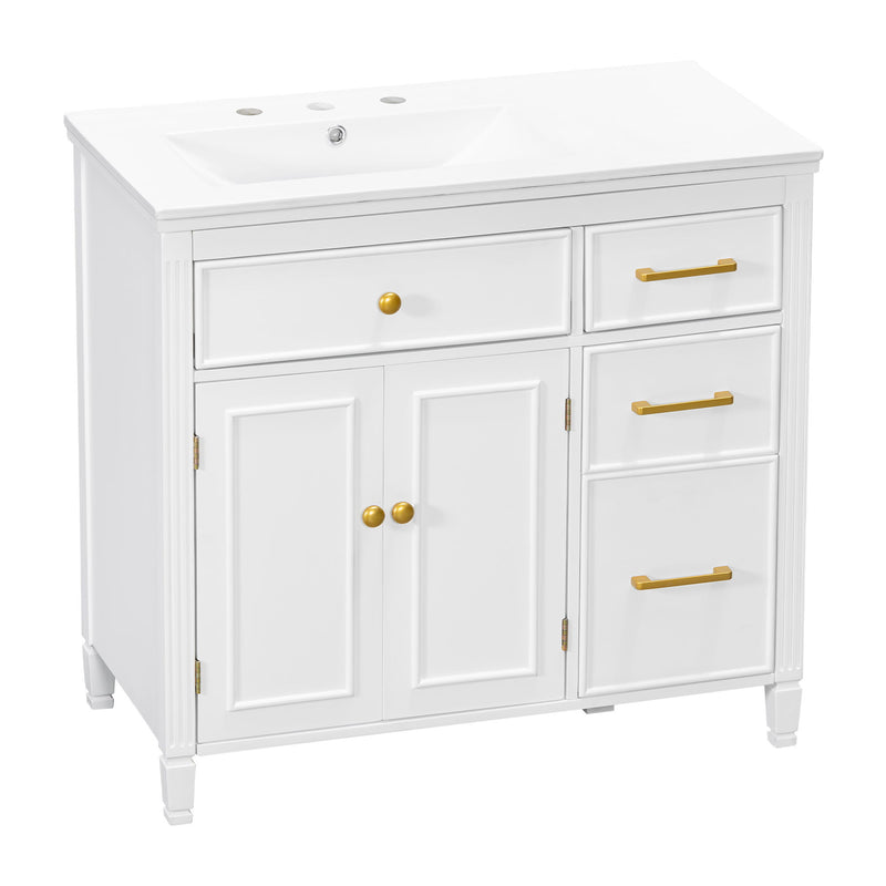 Bathroom Vanity With Sink Top, 3 Soft Closing Drawers