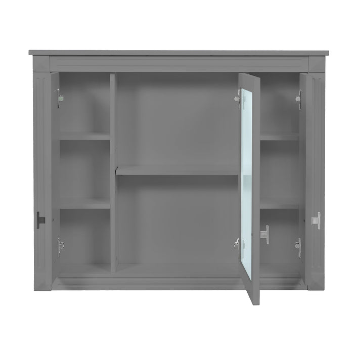 Wall Mounted Bathroom Cabinet With Mirror And 5 Shelves, Rectangular Design