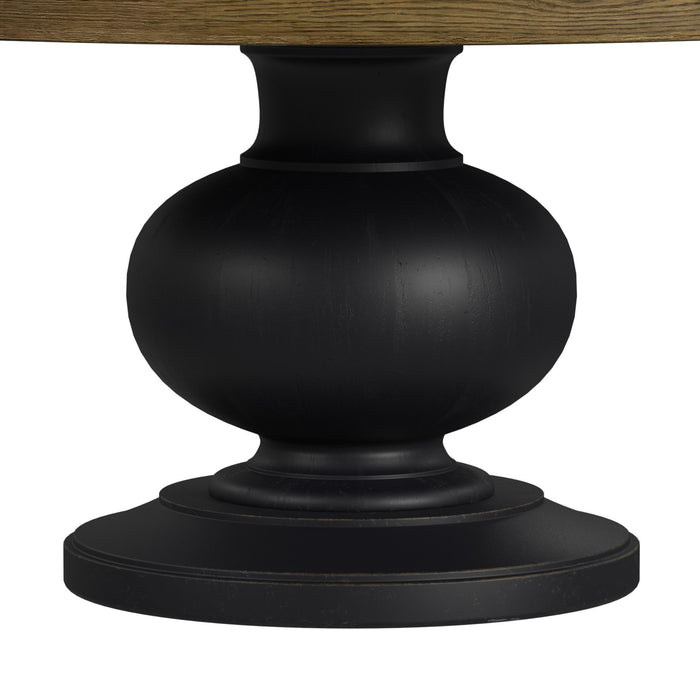 Heritage - 5 Piece Standard Height Dining Set (Round Table And Four Oak Brown Chairs) - Oak Brown And Black