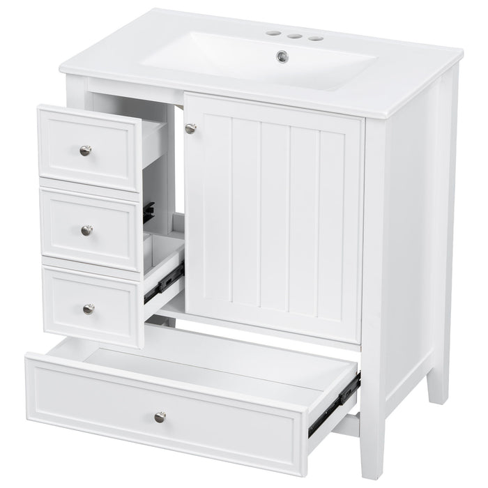 Modern Bathroom Vanity With Sink, 1 Cabinet & 3 Drawers