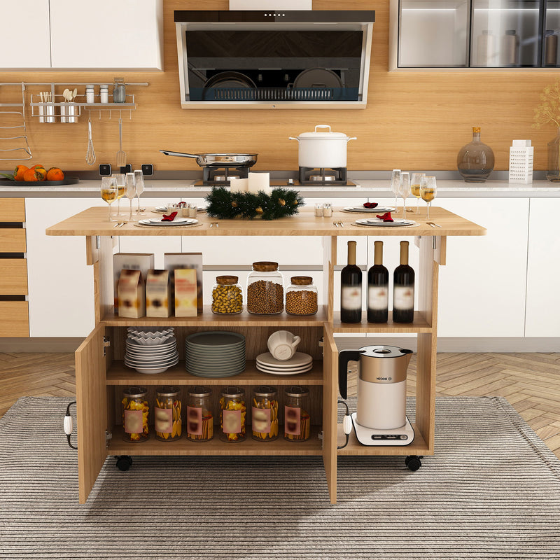 Multi Functional Folding Table With Storage Shelves And Wheels