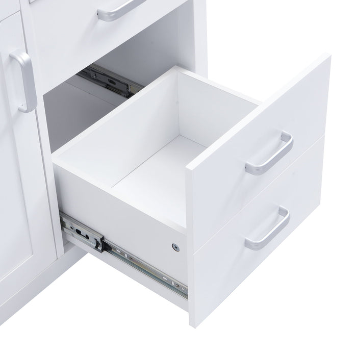 46.5" Modern Bathroom Vanity Cabinet Only, Soft Close Door & 6 Drawers - White