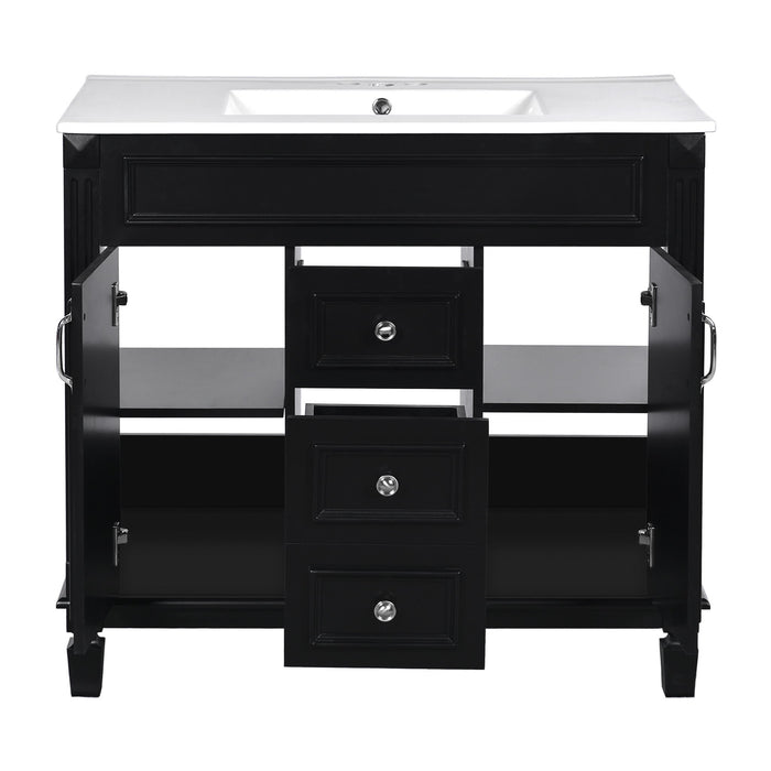Bathroom Vanity With Top Sink, Basin On Cabinet With 2 Soft Closing Doors And 2 Drawers