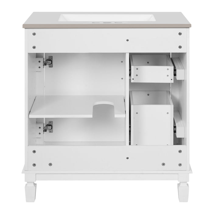 Bathroom Vanity With Sink, Cabinet With 2 Drawers And Adjustable Shelf