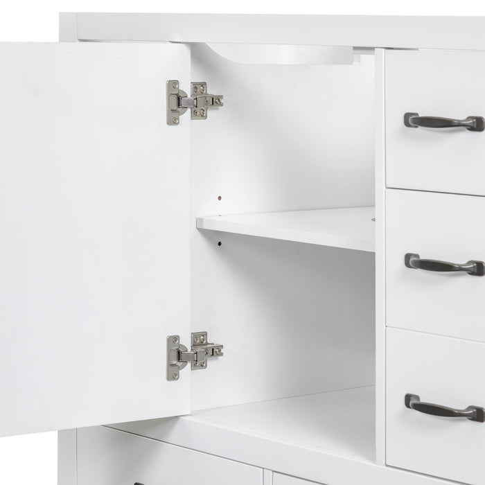 Modern Bathroom Vanity Base Only, 6 Drawer Storage With Adjustable Shelf