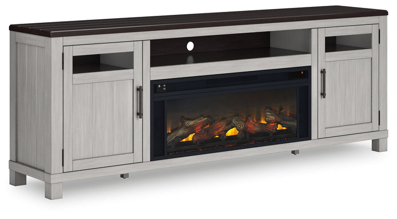 Darborn - 88" TV Stand With Electric Infrared Fireplace Insert - Gray / Brown
