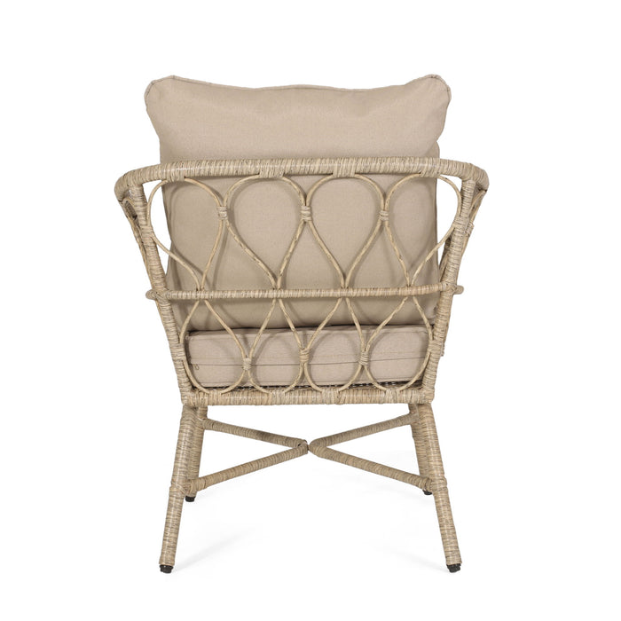 Bruce - Outdoor Club Chair Set With Water Resistant Cushions Rattan And Iron - Brown