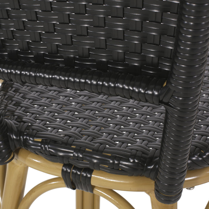 Outdoor Rattan And Aluminum French Barstools (Set of 2)