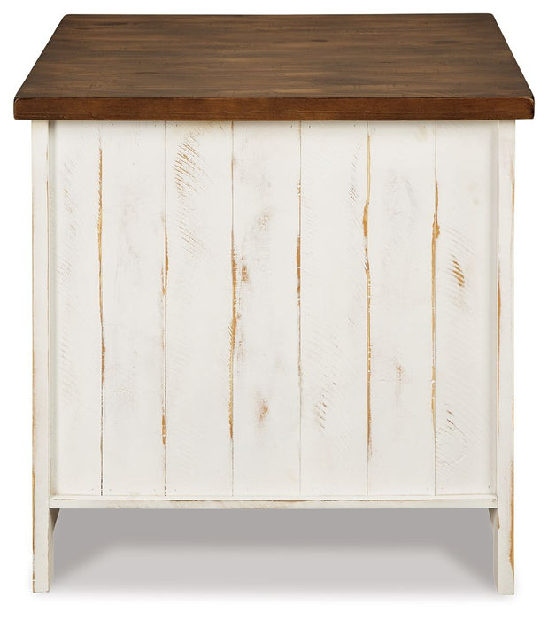 Wystfield - Rectangular End Table - 2 Doors - White / Brown