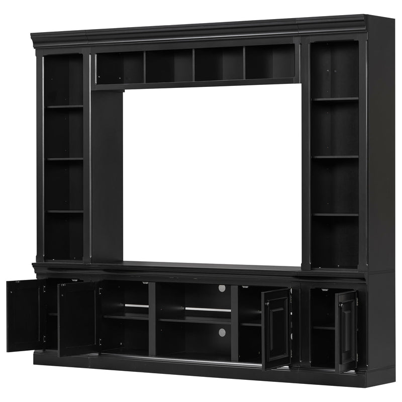 TV Stand With Hutch, Large Entertainment Center With Adjustable Shelves