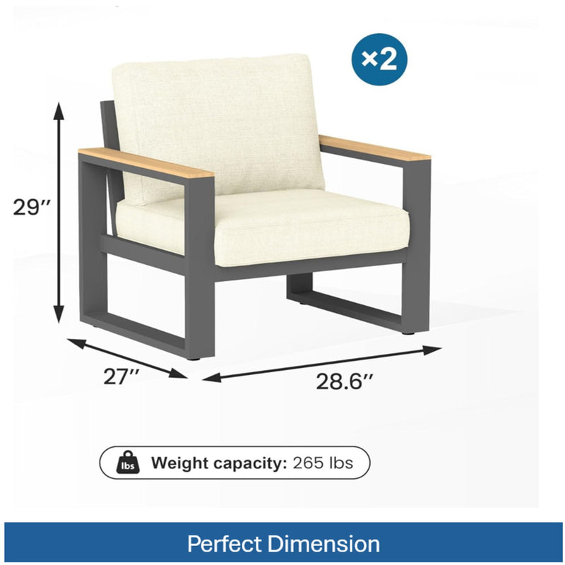 All-Weather Patio Armchairs With Thick Cushions (Set of 2)