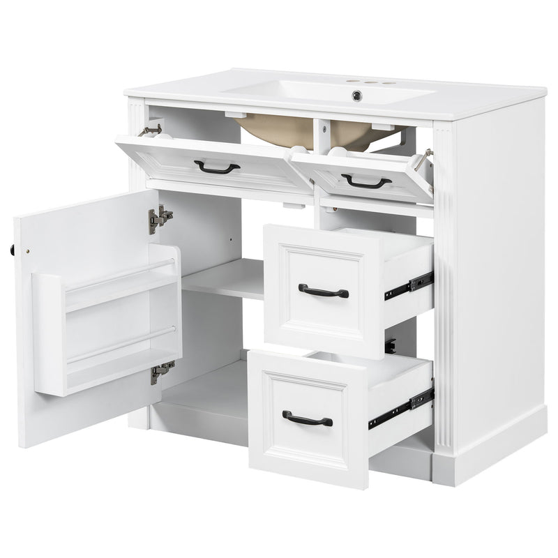 Modern Bathroom Vanity With Sink, 4 Drawers, Soft-Close Door, Adjustable Shelf