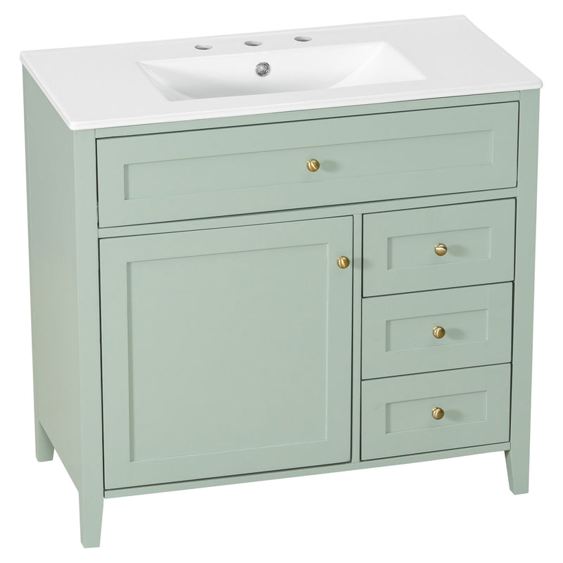 Bathroom Vanity With Sink, Cabinet With 3 Drawers And Adjustable Shelf