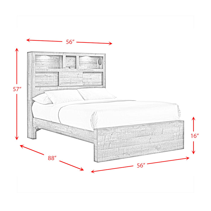 Bailey Bookcase Panel Bedroom Set with 2 Nightstands