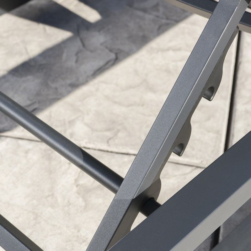 Chaise Lounge (Set of 2), Outdoor Patio Lounge Chairs With 5 Reclining Positions - Black / Gray