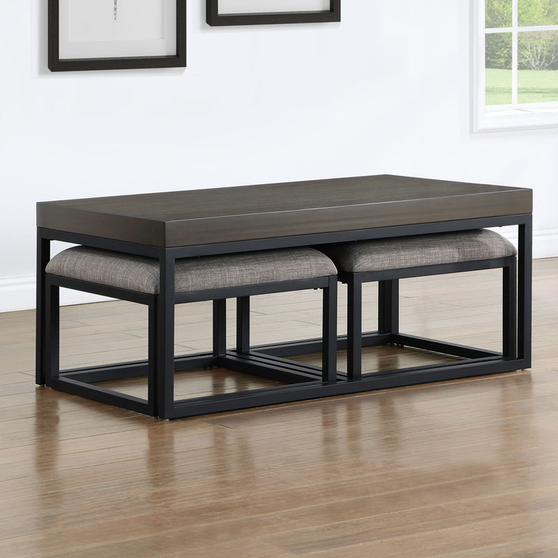 Yukon - Rectangle Nesting Table And Stool - Brown / Gray