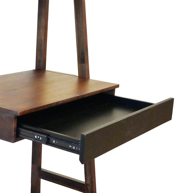 Ladder Desk, Ladder Style Display Shelf - Natural Wood / Brown