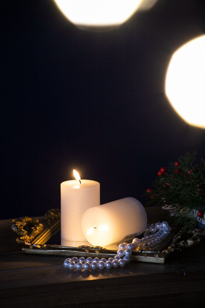 LED Candles With Wick And Remote Control Timer (Set of 2) - White