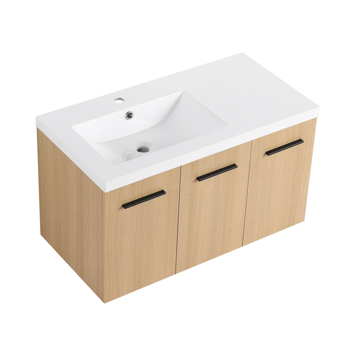 Wall Mounted Floating Bathroom Vanity With Sink, 3 Door Modular Cabinet