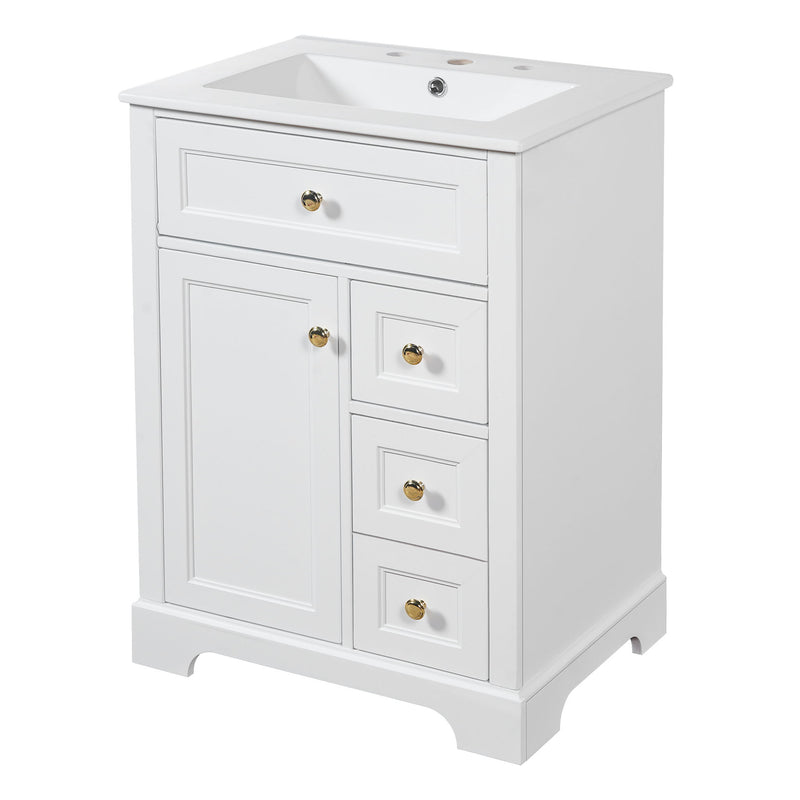 Modern Bathroom Vanity With Sink, 3 Drawers & Cabinet With 2 Tier Door Storage