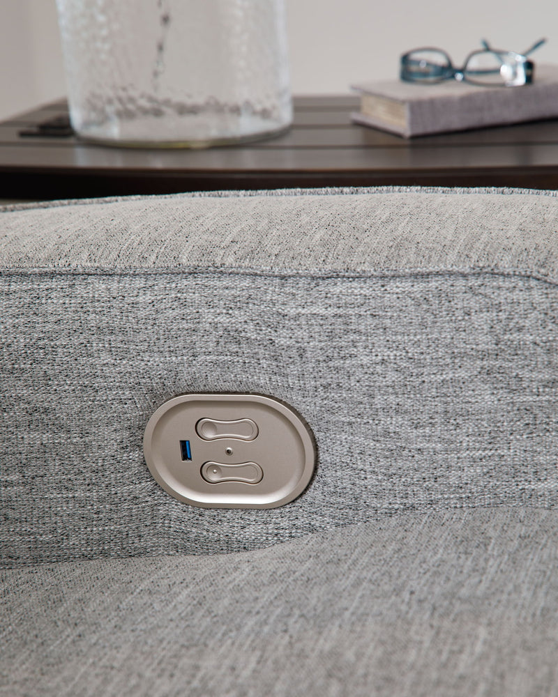 Biscoe - Power Recliner /Adj Headrest - Pewter