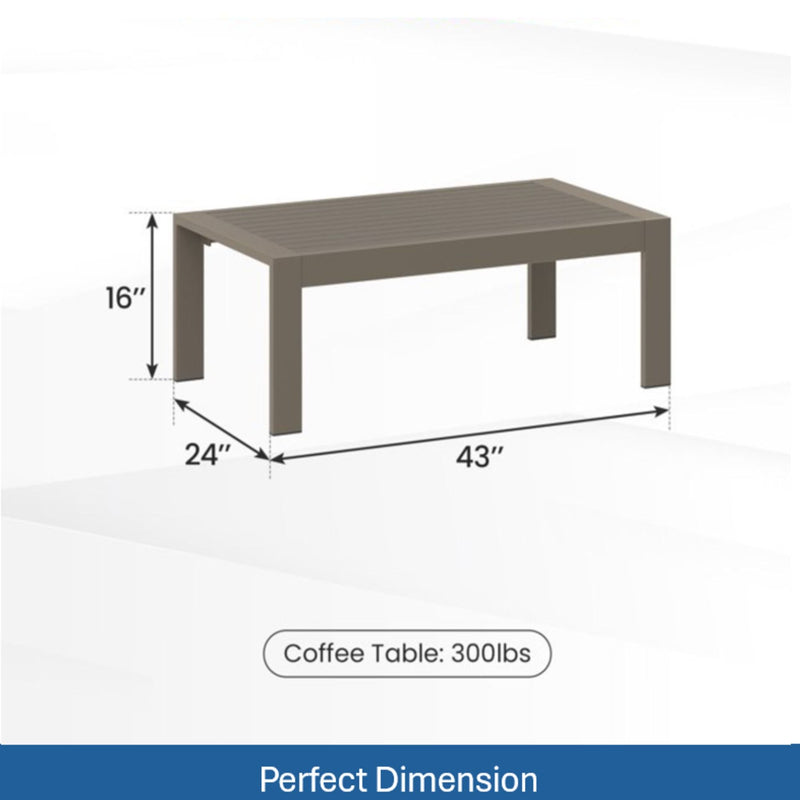 All-Weather Outdoor Coffee Table With Wood-Look Top