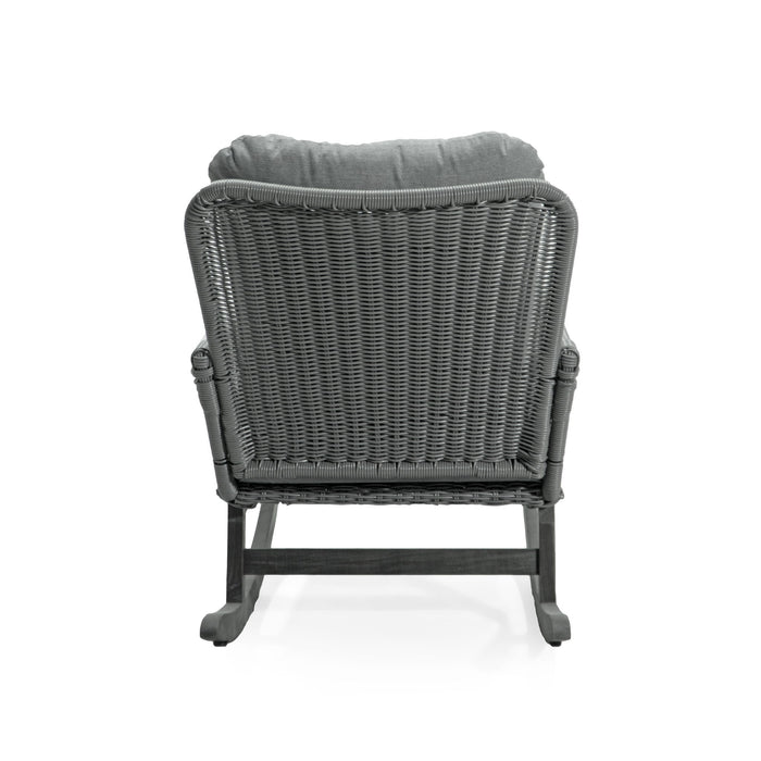 Contemporary Minimalist Wicker Rocking Chair With Soft Cushions And Durable Wooden Frame