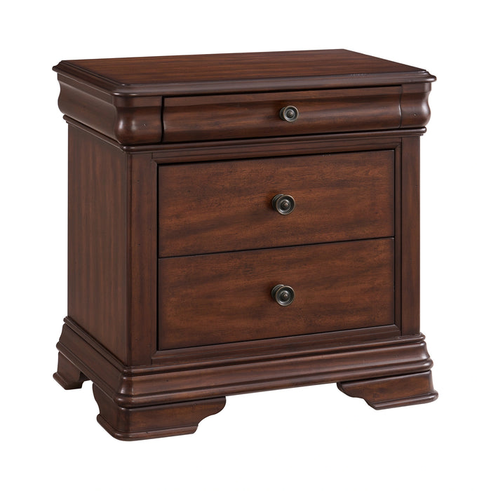 Phillipe 3-Drawer Nightstand With USB in Cherry
