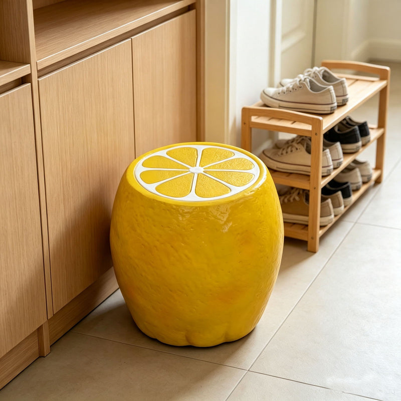 Lemon Fruit Stool, Ideal For Indoor Outdoor Home Decor - Yellow