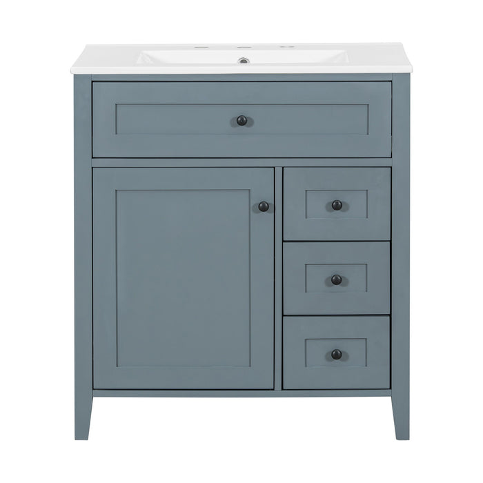 Bathroom Vanity With Sink, 3 Drawers And Adjustable Shelf