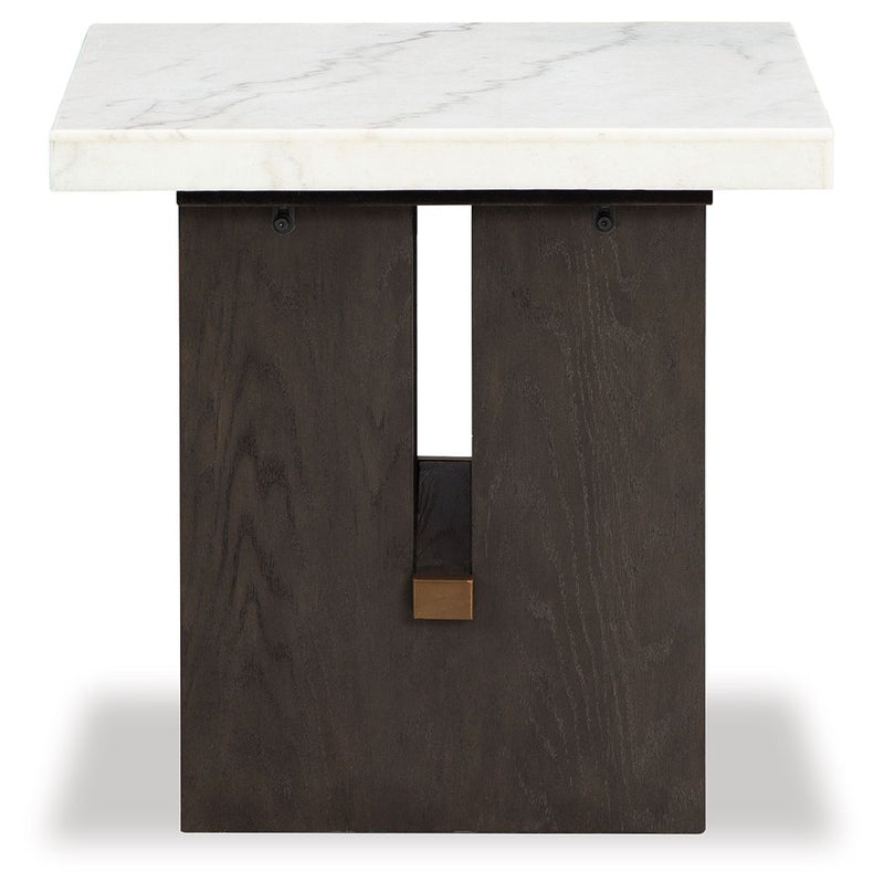 Burkhaus - Rectangular End Table - White / Dark Brown