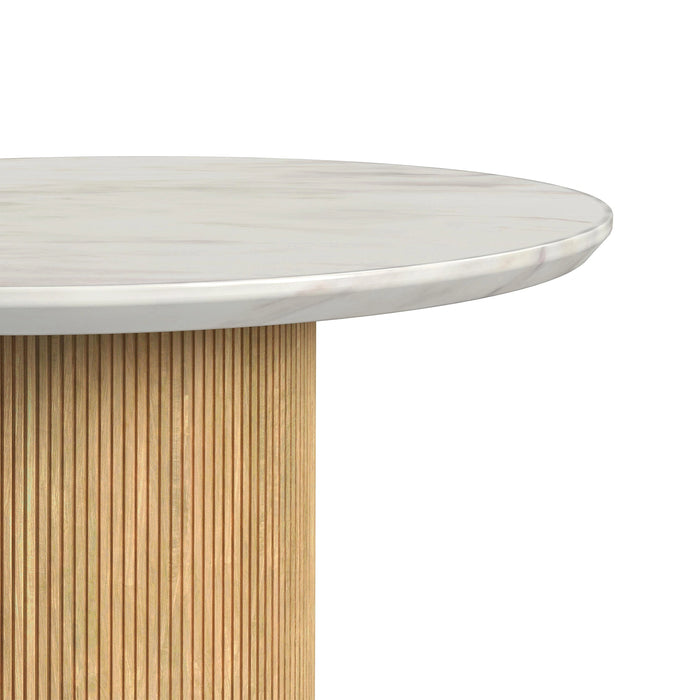 Sylvie Round Coffee Table with White Faux Marble Top and Base